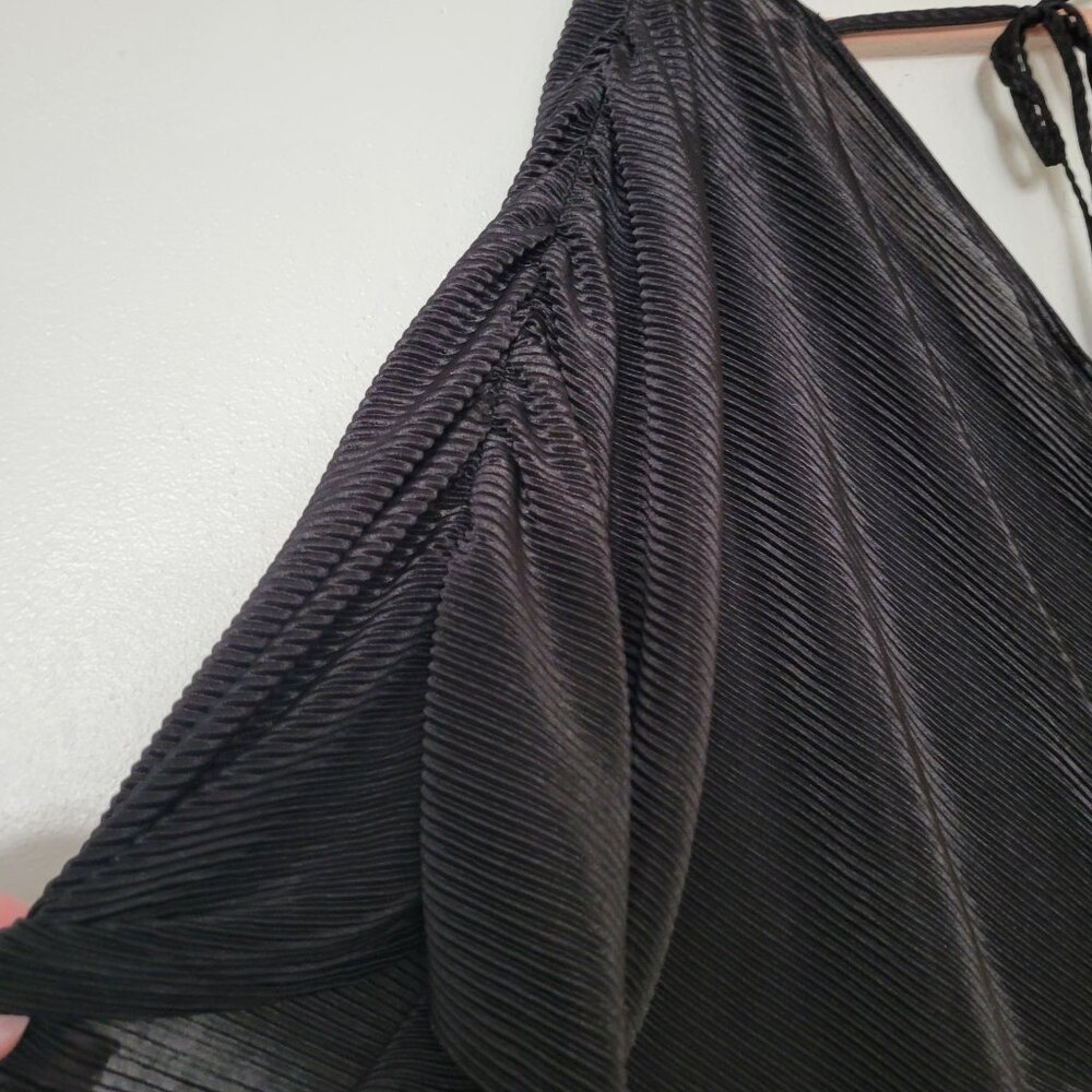 Nine.Eight New York Black Pleated Maxi Dress 3X V-Neck With Tie Closure Womens - Picture 4 of 8